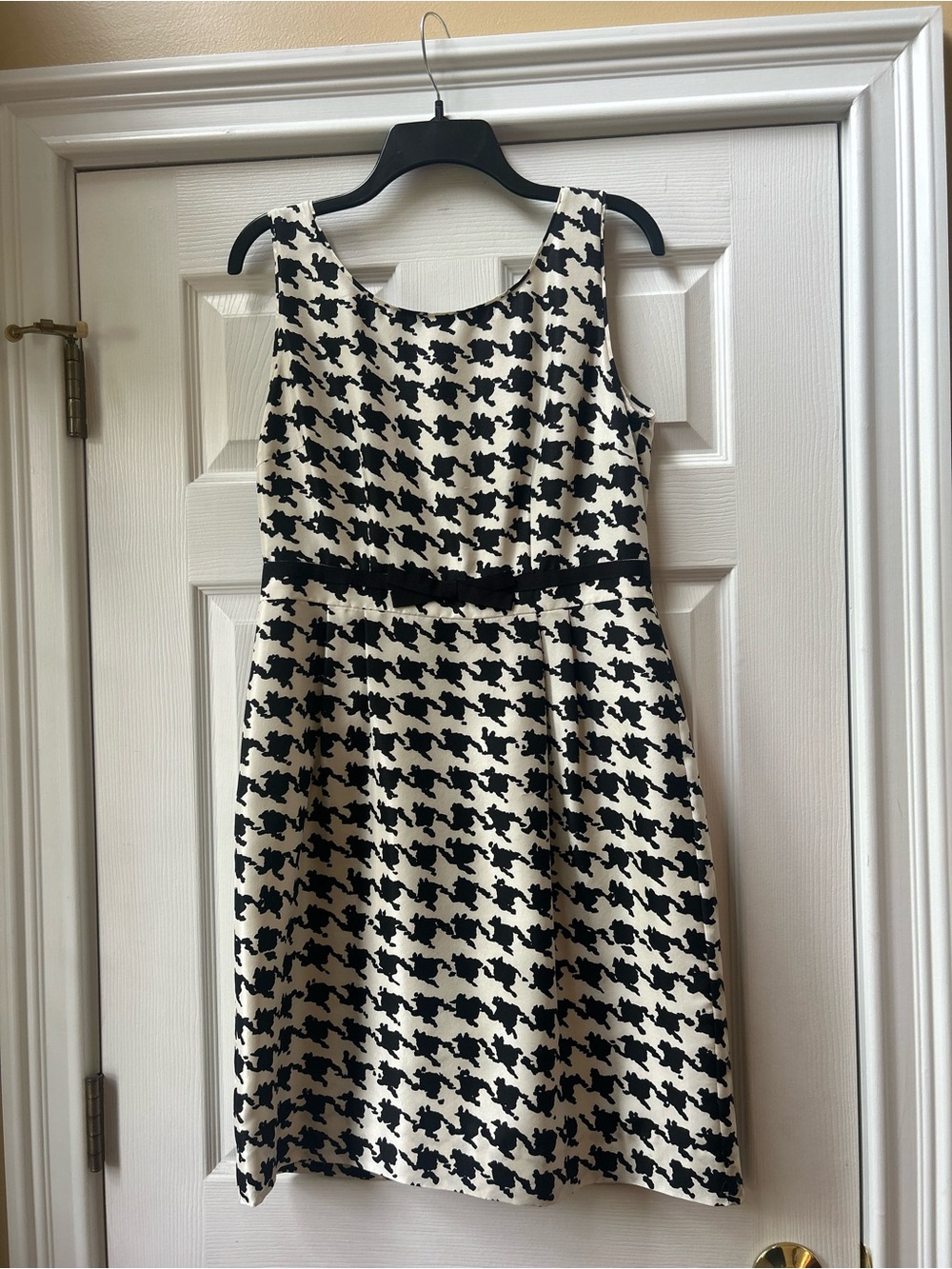 Kate Spade Black & White Houndstooth Sleeveless A-line Dress w/ Pink Blazer